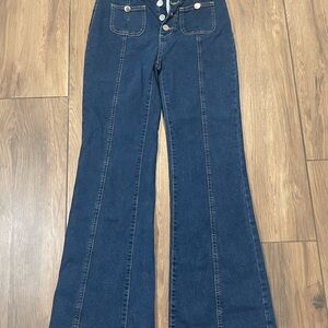 SHEIN Dark Blue Wide Leg Jeans